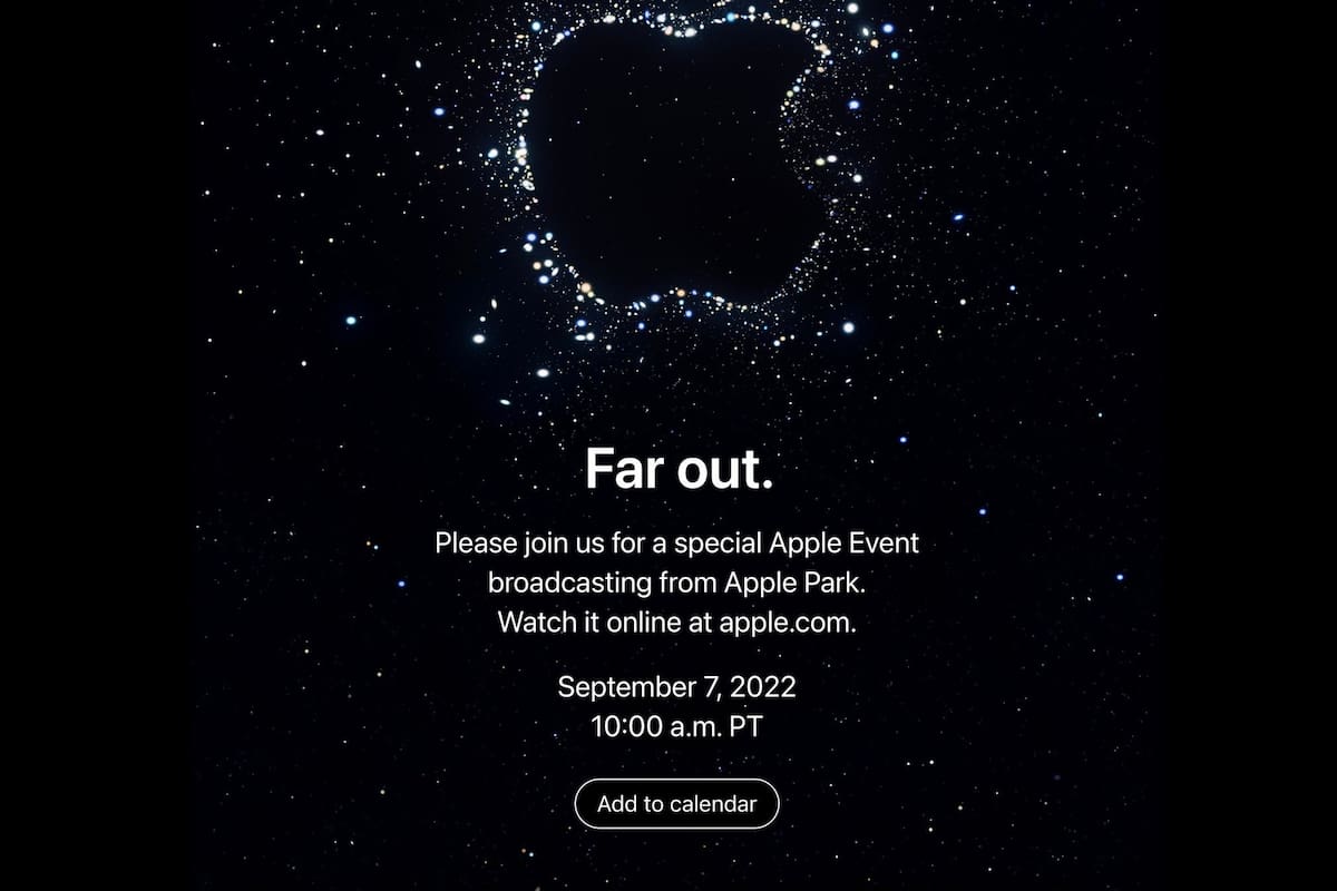 La invitación que está enviando Apple a los medios para su evento del 7 de septiembre, donde se espera que presente el iPhone 14