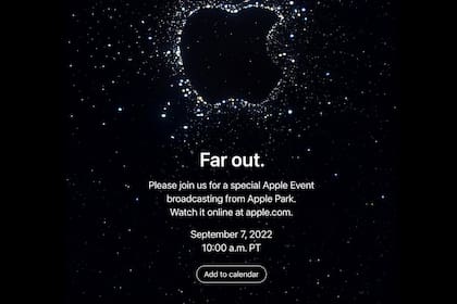 La invitación que está enviando Apple a los medios para su evento del 7 de septiembre, donde se espera que presente el iPhone 14