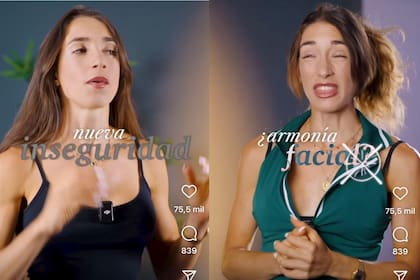 La ironía de la coach Lucía Aguado en sus redes al hablñar de la "armonía facial" como la creación de una nueva inseguridad. IG: Thesaiyankiwi