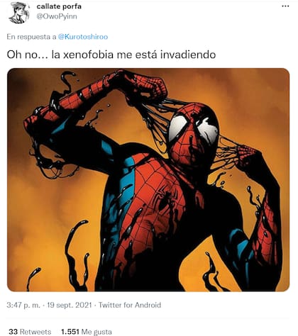 La ironía de la mano de Spider Man