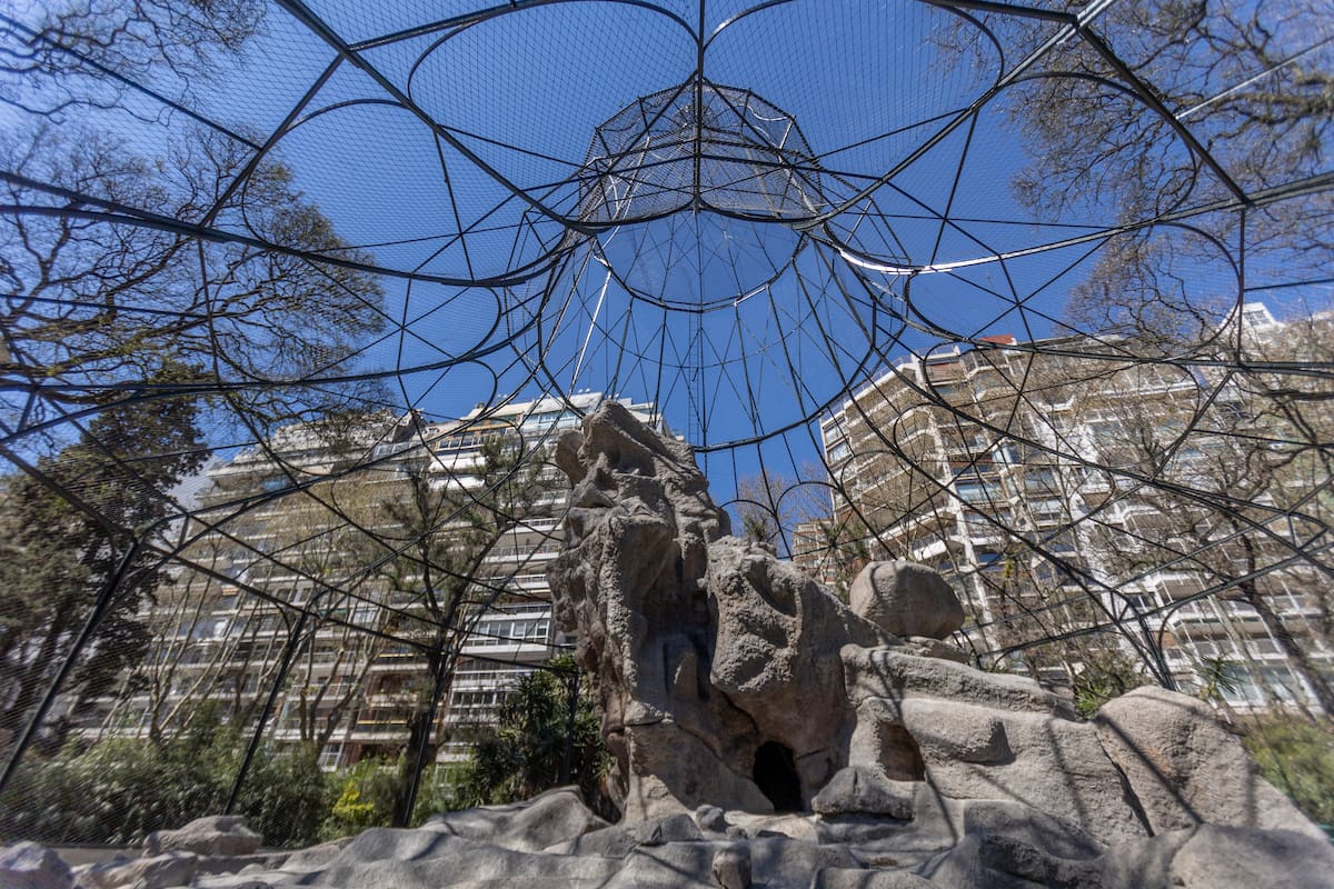 La jaula de los cóndores, una estructura que se construyó en 1903 para los festejos en Plaza de Mayo, fue restaurada como parte de la renovación del Ecoparque