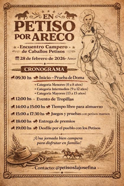La jornada continuará con la entrega de premios a las 18 y culminará a las 19 con el “Desfile por el pueblo con los Petisos”