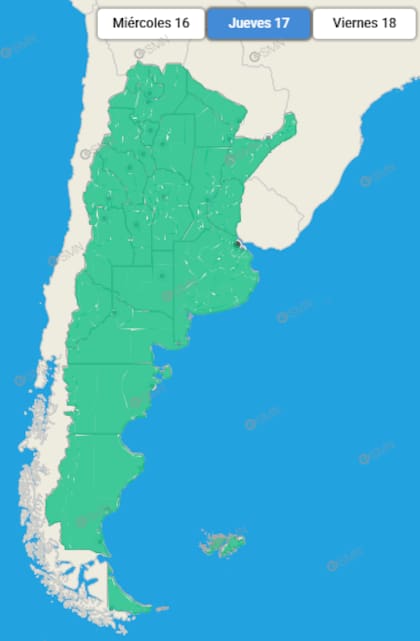 La jornada transitará sin sobresaltos climáticos en el territorio nacional