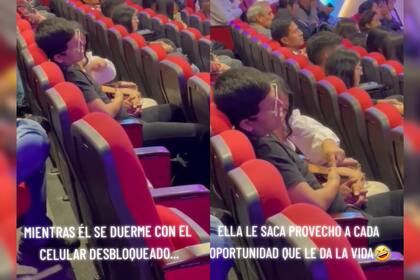 La joven aprovechó que su novio no la veía y revisó su celular (Captura video)