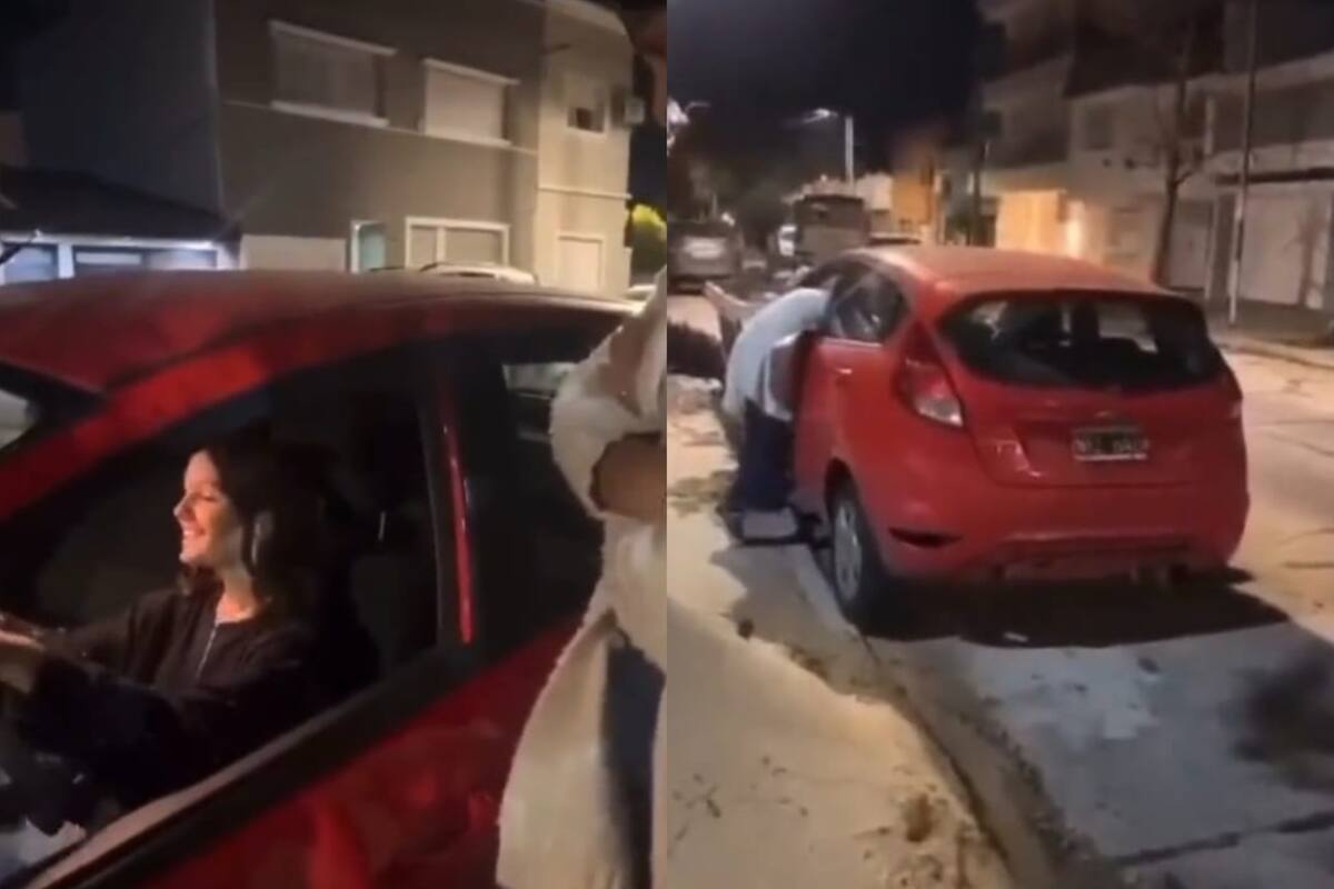 La joven comenzó a acelerar y chocó contra un contenedor de basura (Foto: Captura de video)