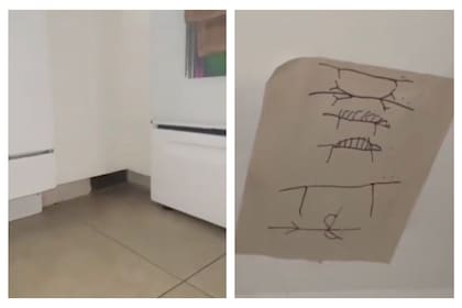 La joven encontró un agujero en su cocina que en su interior tenía pegado un extraño dibujo
