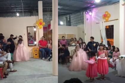 La joven estaba a punto de bailar el vals y vivió un tenso momento (Captura video)