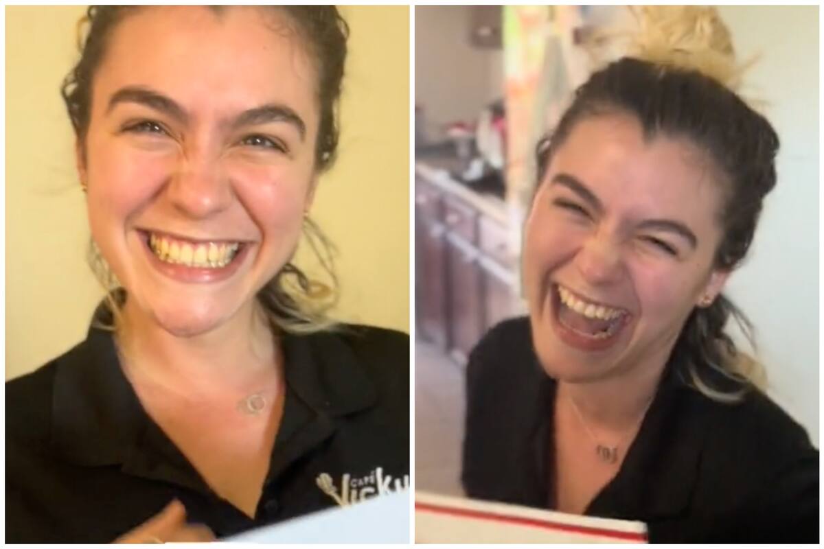 La joven festejó haber obtenido su green card