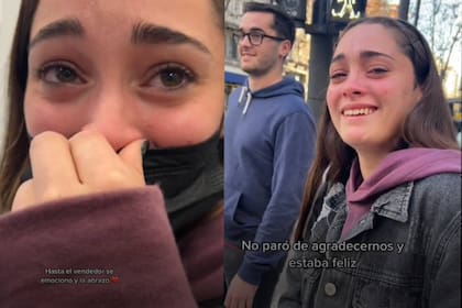 La joven no contuvo el llanto ante el regalo de sus hermanos (Captura video)