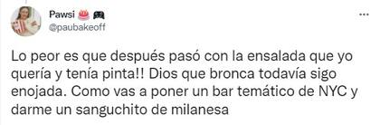 La joven pastelera se mostró indignada en Twitter (Foto: Twitter)