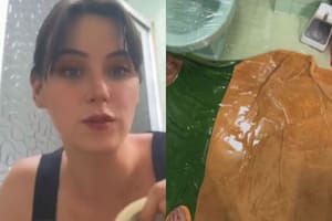 La joven probó un truco de TikTok para destapar el inodoro y el resultado no salió como esperaba