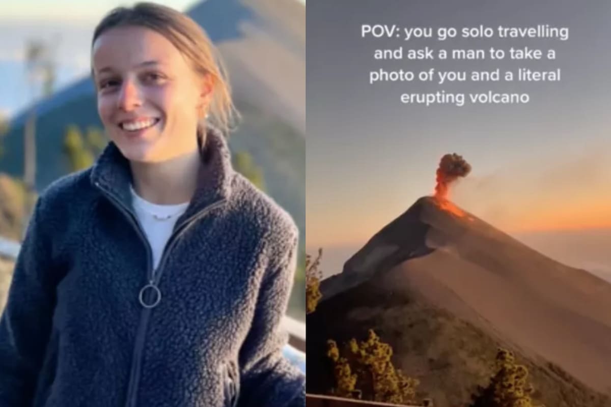 La joven, que vive en Inglaterra, visitó el volcán de Acatenango, en Guatemala