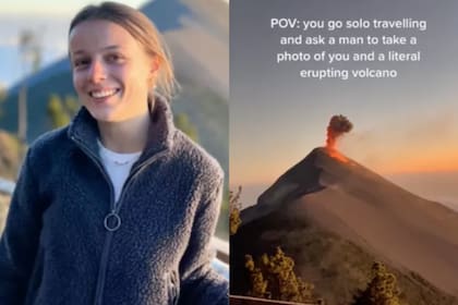 La joven, que vive en Inglaterra, visitó el volcán de Acatenango, en Guatemala