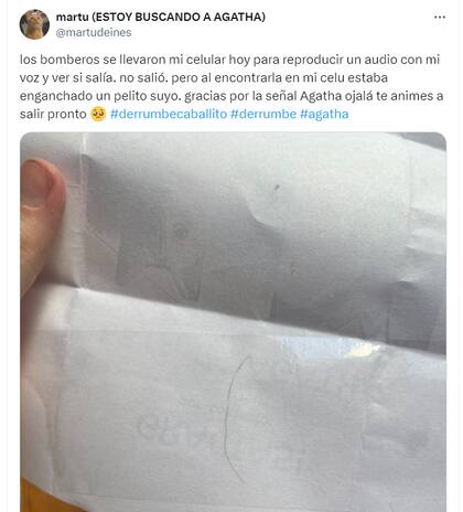 La joven relató la estrategia de los bomberos para encontrar a Agatha