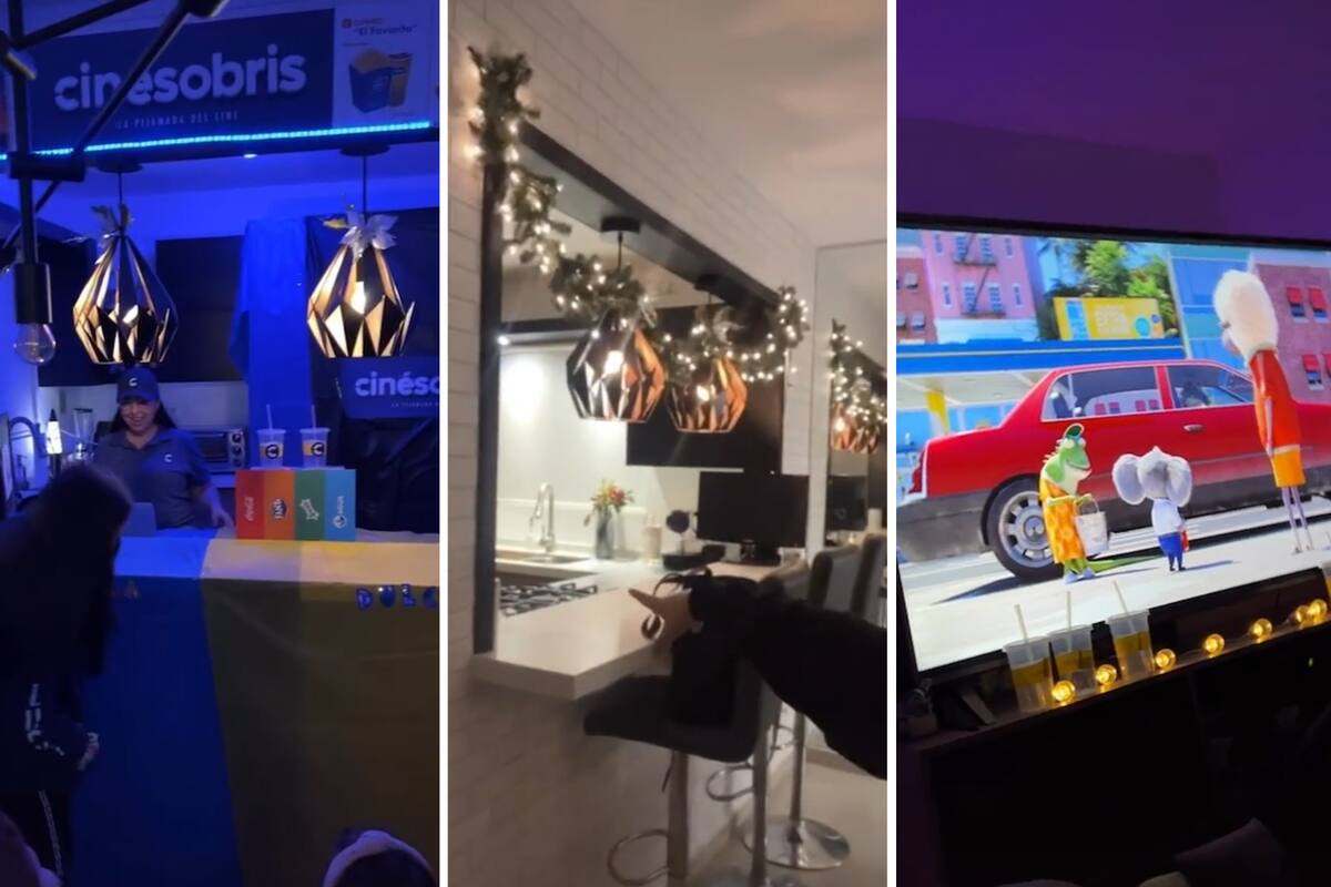 La joven transformó su casa en un cine para sorprender a sus sobrinos