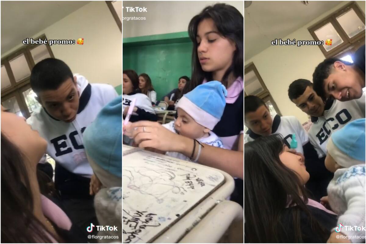 La joven tucumana que está por recibirse y lleva a su bebé al colegio (Foto: Captura de video)