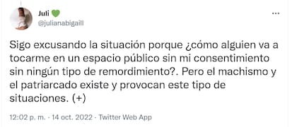 La joven visibilizó lo sucedido a través de Twitter.