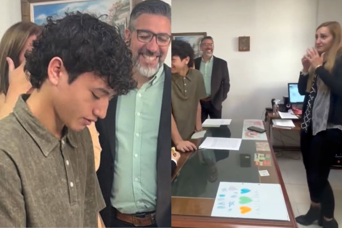 La jueza a cargo no se pudo contener y lloró ante la emotiva adopción del joven.