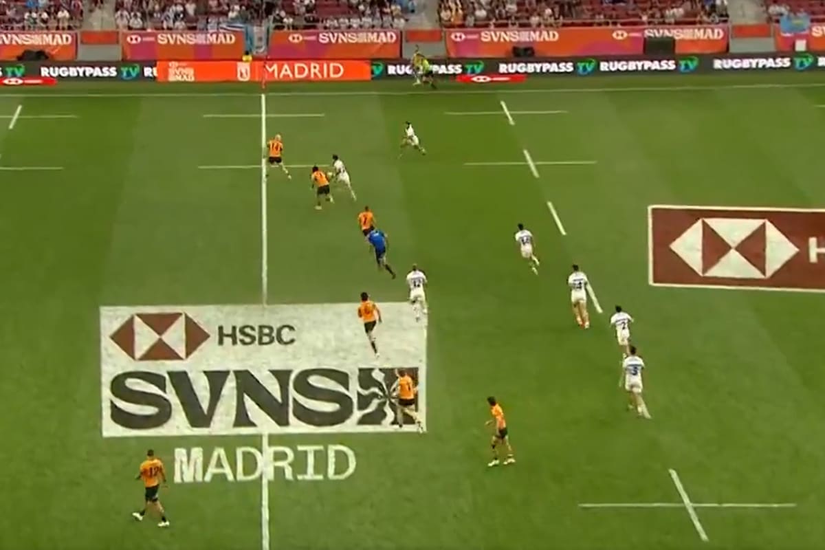 La jugada del try de Matteo Graziano para los Pumas 7s en el triunfo ante Australia en el seven de Madrid