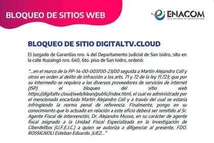 La Justicia bloqueó el sitio Web