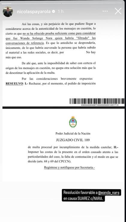 La Justicia desestimó la demanda de La China Suárez contra Wanda Nara (Foto: Captura Instagram/@nicolaspayarola)