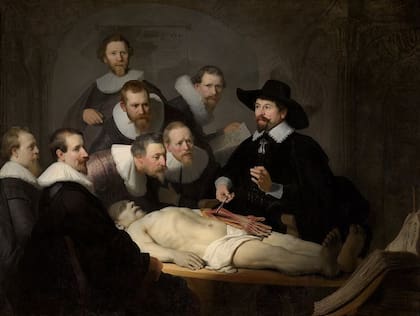 "La lección de anatomía del doctor Tulp", la famosa obra de Rembrandt pintada en el año 1632.