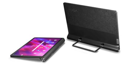 La Lenovo Yoga Tab 11 y 13 tienen un pie basculante que puede usarse para apoyar la tableta y también para colgarla