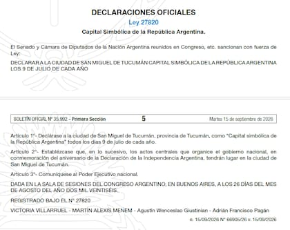 La ley que establece al Jardín de la República como nueva capital simbólica nacional