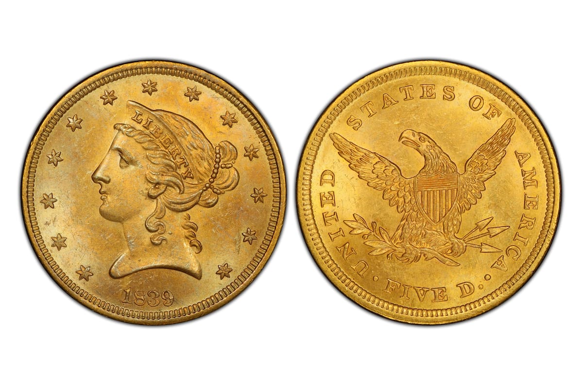 La Liberty Head No Motto fue acuñada en 1839 en Filadelfia