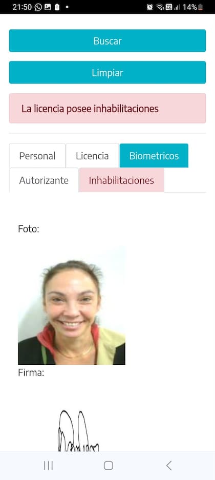 La licencia de conducir de Ernestina Pais se encontraba inhabilitada por haberse negado a un control de alcoholemia