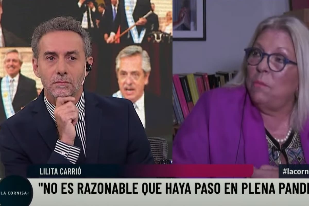 La líder de la Coalición Cívica, Elisa Carrió, ayer, en la pantalla de LN+