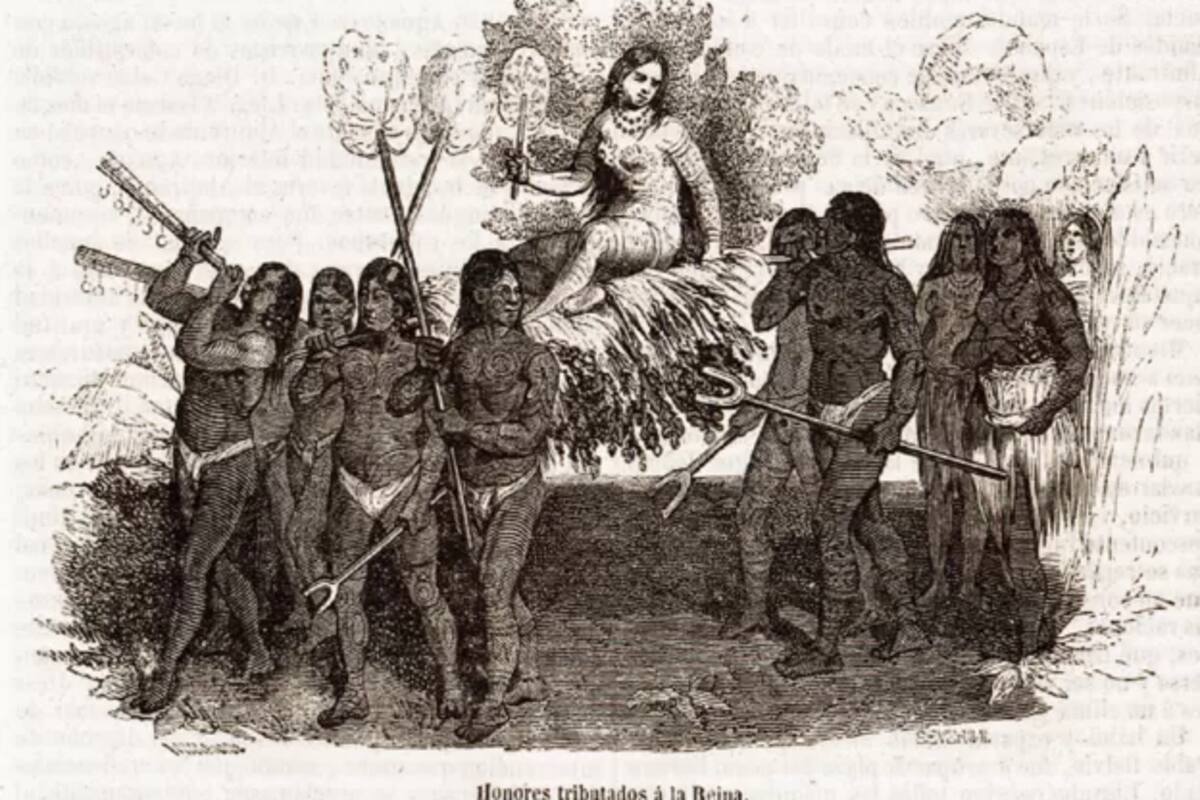 La líder taína Anacaona dándoles la bienvenida a los españoles