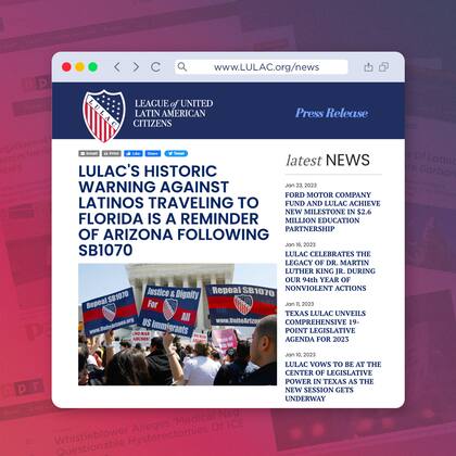 La Liga de Ciudadanos Latinoamericanos Unidos advirtió acerca del peligro potencial que enfrentan los inmigrantes al viajar a Florida