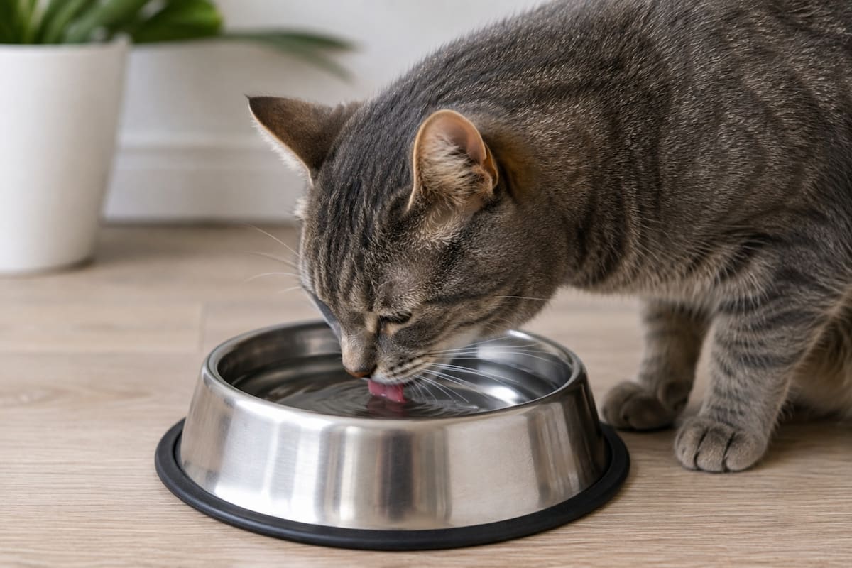 La limpieza y ubicación del bebedero pueden influir en cuánto agua consume un gato