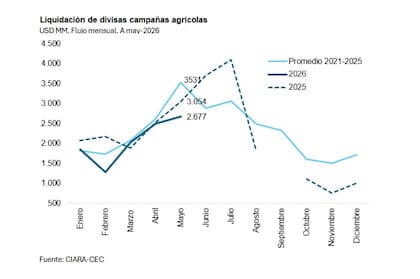 La liquidación de dólares del complejo agroexportador se mantiene por debajo de la campaña anterior y del promedio de los últimos cinco años, pese a una cosecha de mayor volumen y valor. Consultoras estiman que parte de esos ingresos podría postergarse para el segundo semestre.
