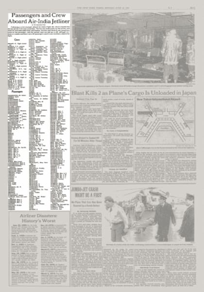 La lista con las víctimas que publicó en su moment The New York Times