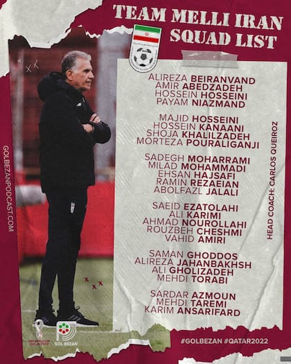 La lista de Irán para el Mundial de Qatar 2022