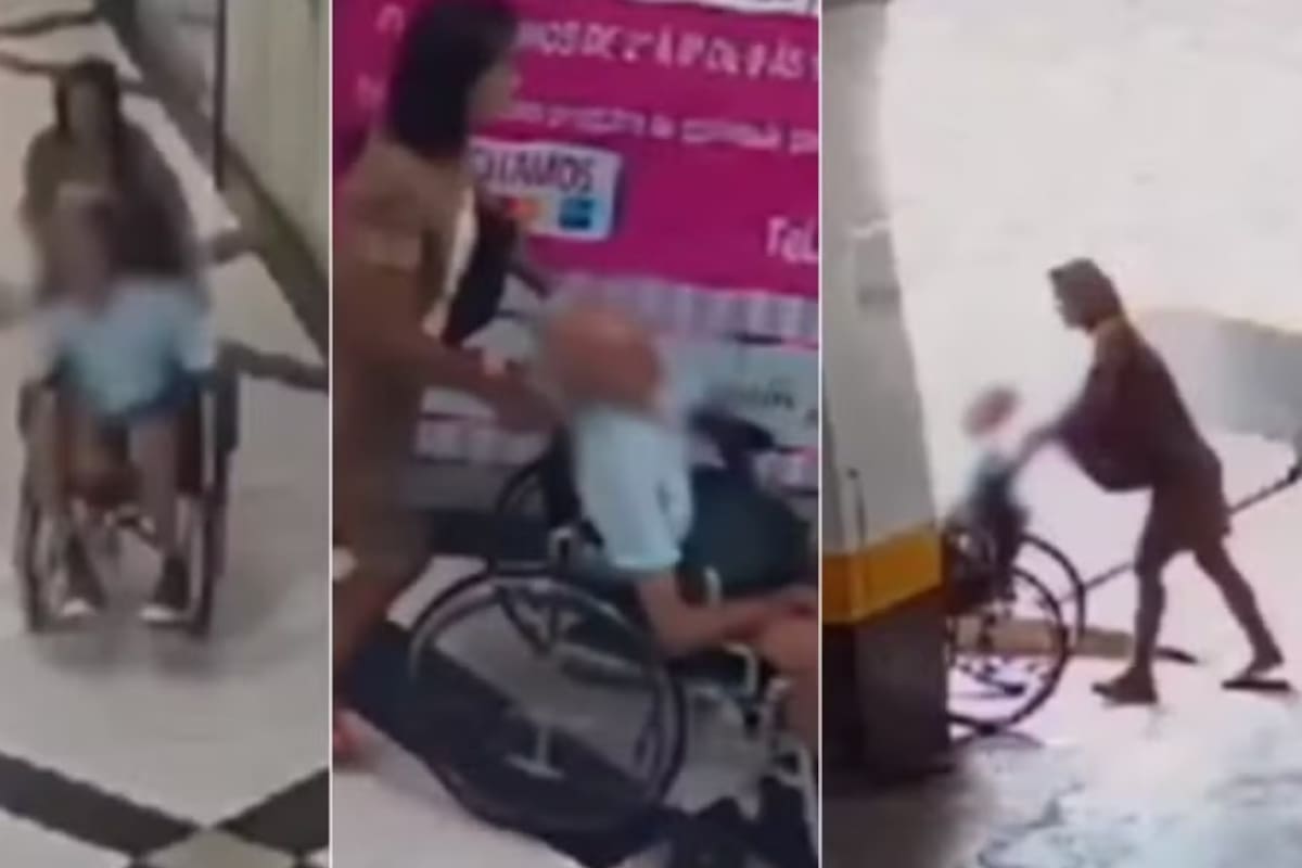 La llegada a la institución bancaria quedó grabada por las cámaras de seguridad