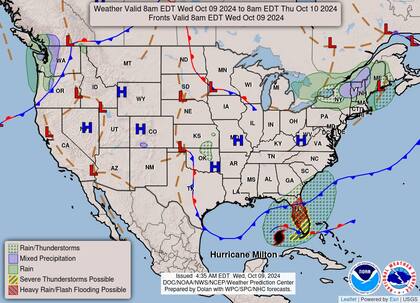 La llegada del huracán Milton a Florida provocará fuertes lluvias e inundaciones
