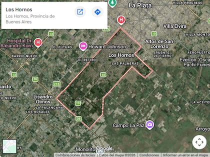 La localidad de Los Hornos se ubica al sudoeste de la capital provincial