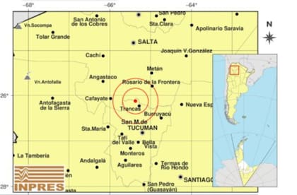 La localidad de Trancas fue el epicentro del sismo
Foto: Inpres