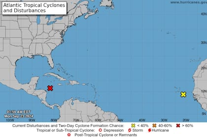 La localización actual del potencial ciclón tropical Invest AL97