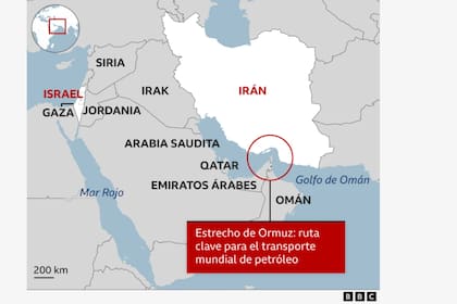 La localización del Estrecho de Ormuz