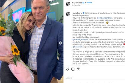 La locutora le dedicó unas palabras a sus compañeros con quienes trabajó los últimos cinco años