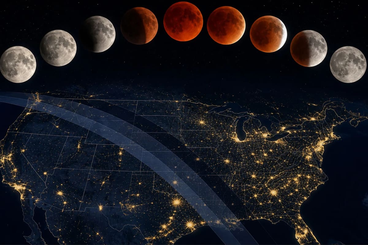 La Luna atravesará la sombra de la Tierra durante el eclipse lunar del 27 y 28 de agosto y así podrá observarse desde Estados Unidos