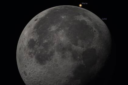 La luna ocultará a marte esta noche, en un evento que no podrá ser visto en su totalidad desde la Argentina