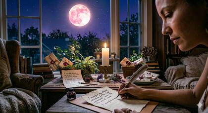 La Luna Rosa es la oportunidad para hacer el ritual de la carta de manifestación (imagen ilustrativa generada con IA)