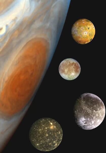 La lunas de Júpiter -Ganímedes, Europa, Calisto e Ion- fueron descubiertas por Galileo Galilei en 1610.