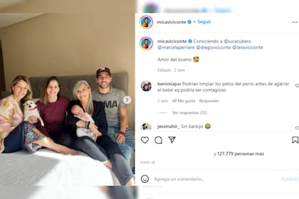 La madre de Mica conoció a su nieto (Foto Instagram @micaviciconte)