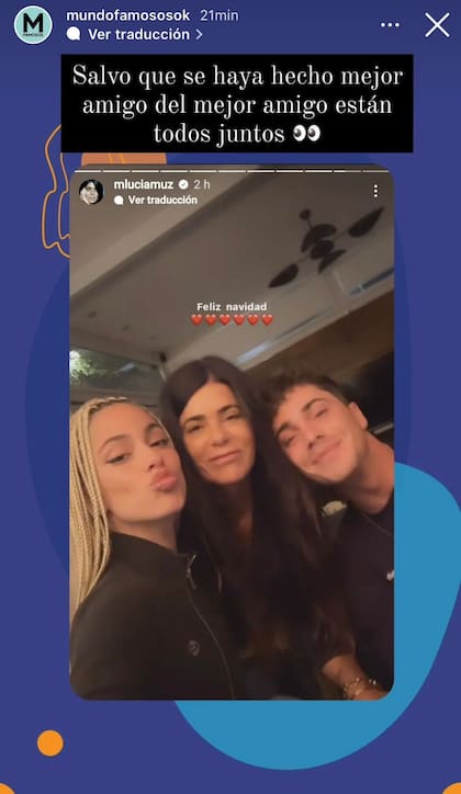 La madre de Tini pasó la Navidad con su hija y también con Gramigna (Foto: Instagram @mundofamososok)